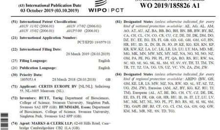 Dr. Esam Hummadi, head of the Department of Biotechnology/University of Diyala, has been awarded an international patent on bioactive compounds isolated from Metarhizium brunneum.