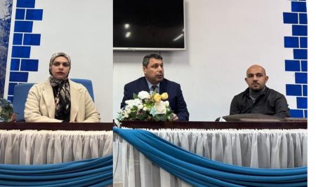 رئاسة قسم الأدلة الجنائية يعقد اجتماع مع طلبة المرحلة الأولى.