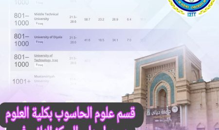 علوم الحاسوب يدخل تصنيف التايمز العالمي لعام 2025 لأول مرة بجهود مميزة من كوادر القسم وموظفيه والعاملين فيه و رئاسة القسم وعمادة كلية العلوم.